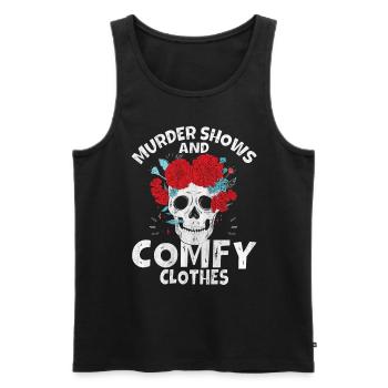 Murder Shows and Comfy Clothes - Men's Premium Organic Tank Top - black - Front - AI Model Male 178 light (178cm)