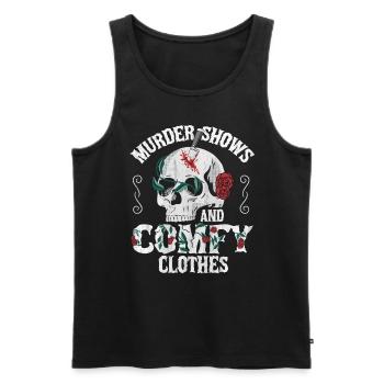 Murder Shows and Comfy Clothes - Men's Premium Organic Tank Top - black - Front - AI Model Male 178 light (178cm)
