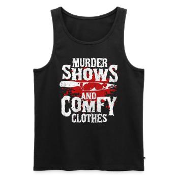 Murder Shows and Comfy Clothes - Men's Premium Organic Tank Top - black - Front - AI Model Male 178 light (178cm)