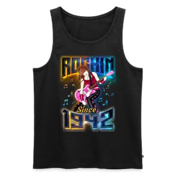 Rockin Since 1942 Rockmusik Fan 80. Geburtstag - Männer Premium Bio Tank Top - Schwarz - Vorne - Michal (187cm)