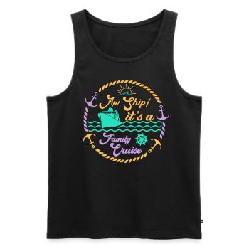 Aw Navire! C’est un voyage en famille | Croisière en famille - Débardeur bio Premium Homme - noir - Devant - Michal (187cm)