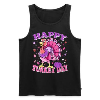 Thanksgiving Female Turkey Happy Turkey Day - Men's Premium Organic Tank Top - black - Front - Michal (187cm)
