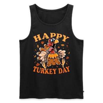 Thanksgiving Funny Turkey Happy Turkey Day - Men's Premium Organic Tank Top - black - Front - Michal (187cm)