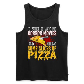 Amateur de pizza Je préfère regarder des films d’horreur - Débardeur bio Premium Homme - noir - Devant - Michal (187cm)