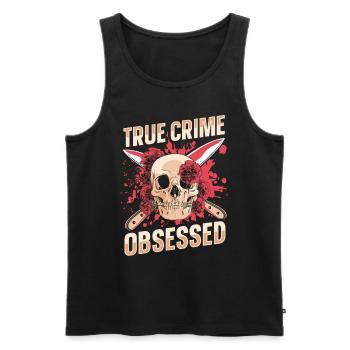 True Crime obsédé - Débardeur bio Premium Homme - noir - Devant - Michal (187cm)