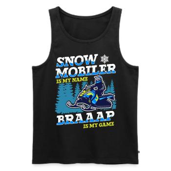 Snowmobile Braaaap est mon jeu Motoneiges - Débardeur bio Premium Homme - noir - Devant - AI Model Male 178 light (178cm)