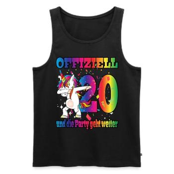 Offiziell 20 und die Party geht weiter - Einhorn - Männer Premium Bio Tank Top - Schwarz - Vorne - Michal (187cm)