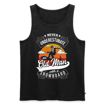 Never Underestimate An Old Man With A Snowboard - Männer Premium Bio Tank Top - Schwarz - Vorne - Michal (187cm)