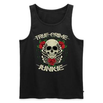 True Crime Junkie - Männer Premium Bio Tank Top - Schwarz - Vorne - AI Model Male 178 light (178cm)