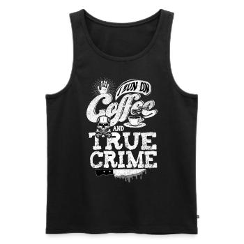 Je cours avec du café et un vrai crime - Débardeur bio Premium Homme - noir - Devant - Michal (187cm)