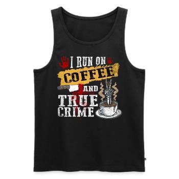 Je cours avec du café et un vrai crime - Débardeur bio Premium Homme - noir - Devant - Michal (187cm)