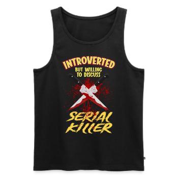 Introverti mais prêt à discuter des tueurs en série - Débardeur bio Premium Homme - noir - Devant - AI Model Male 178 light (178cm)