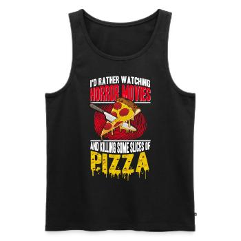 Amateur de pizza Je préfère regarder des films d’horreur - Débardeur bio Premium Homme - noir - Devant - Michal (187cm)