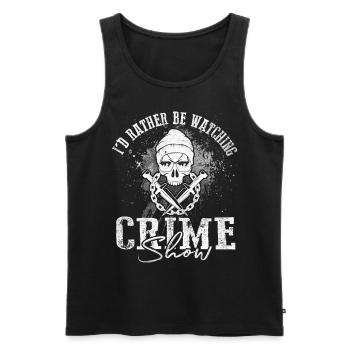 Amateur de séries policières Je préfère regarder une série policière - Débardeur bio Premium Homme - noir - Devant - AI Model Male 178 light (178cm)