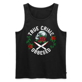 True Crime Obsessed - Männer Premium Bio Tank Top - Schwarz - Vorne - AI Model Male 178 light (178cm)