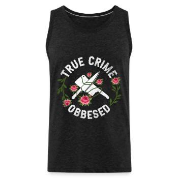 True Crime Obsessed - Men's Premium Organic Tank Top - charcoal grey - Front - Alexander (188cm)