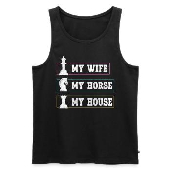 My Wife My Horse My House lustiges Schach - Männer Premium Bio Tank Top - Schwarz - Vorne - Michal (187cm)