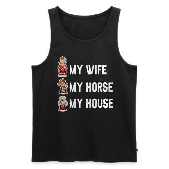 My Wife My Horse My House lustiges Schach - Männer Premium Bio Tank Top - Schwarz - Vorne - Michal (187cm)