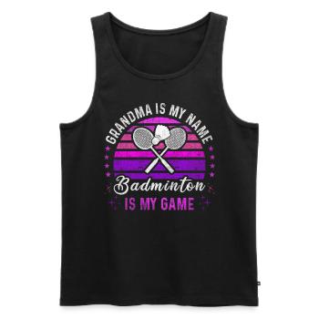 Badminton Grandma Retro Sunset Badminton Player - Männer Premium Bio Tank Top - Schwarz - Vorne - Michal (187cm)