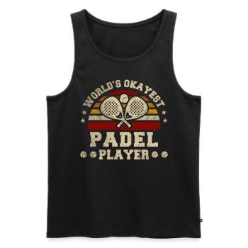 Worlds Okayest Padel Player Retro Padel - Men's Premium Organic Tank Top - black - Front - AI Model Male 178 light (178cm)