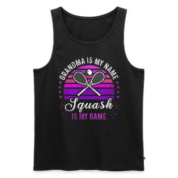 Squash Grandma Retro Sunset Squash Player - Men's Premium Organic Tank Top - black - Front - AI Model Male 178 light (178cm)