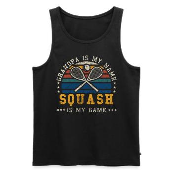 Grand-père de squash Retro Sunset Joueur de squash - Débardeur bio Premium Homme - noir - Devant - AI Model Male 178 light (178cm)