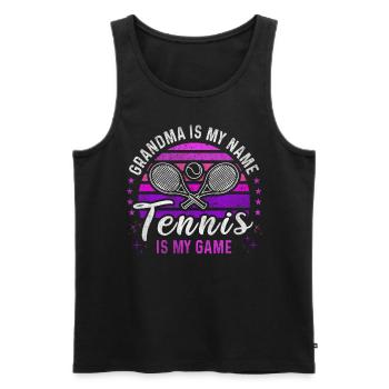 Tennis Grandma Retro Sunset Tennis Player - Men's Premium Organic Tank Top - black - Front - Michal (187cm)