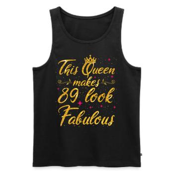 Cette reine fait 89 look Fabuleux 89e anniversaire - Débardeur bio Premium Homme - noir - Devant - Michal (187cm)