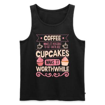 Les cupcakes en valent la peine Café et cupcake drôles - Débardeur bio Premium Homme - noir - Devant - Michal (187cm)