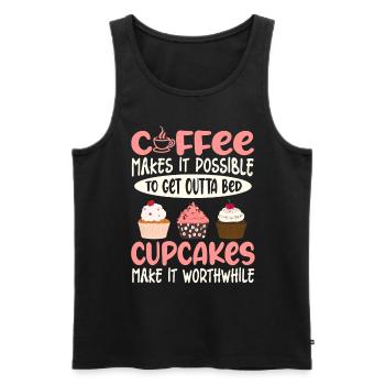 Les cupcakes en valent la peine Café et cupcake drôles - Débardeur bio Premium Homme - noir - Devant - Michal (187cm)