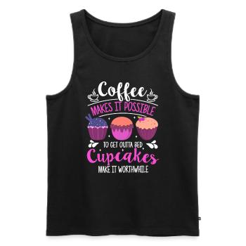 Les cupcakes en valent la peine Café et cupcake drôles - Débardeur bio Premium Homme - noir - Devant - Michal (187cm)