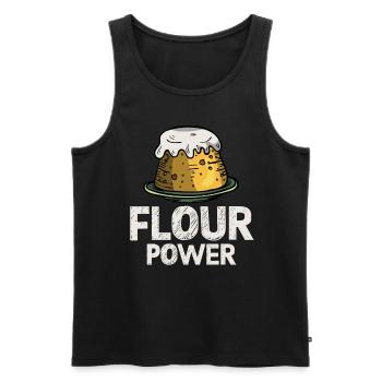Funny Design for Baker and Pastry Cook Flour Power - Men's Premium Organic Tank Top - black - Front - AI Model Male 178 light (178cm)