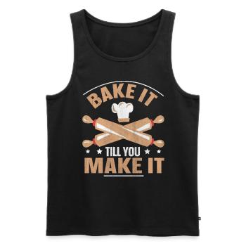 Faites-le cuire jusqu’à ce que vous en fassiez un drôle de design pour Baker - Débardeur bio Premium Homme - noir - Devant - AI Model Male 178 light (178cm)
