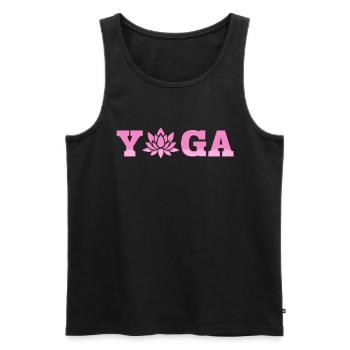 Yoga Lettering with Lotus Flower Yoga - Männer Premium Bio Tank Top - Schwarz - Vorne - AI Model Male 178 light (178cm)