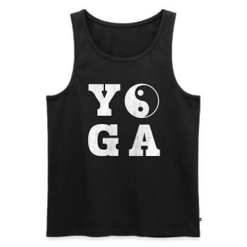 Yoga Lettering with Yin and Yang | Yoga - Männer Premium Bio Tank Top - Schwarz - Vorne - AI Model Male 178 light (178cm)