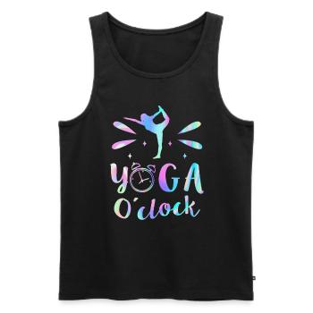 YO:GA O'Clock Yoga - Männer Premium Bio Tank Top - Schwarz - Vorne - AI Model Male 178 light (178cm)