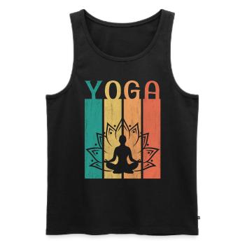 Retro Lotus Flower Meditating Yoga - Männer Premium Bio Tank Top - Schwarz - Vorne - AI Model Male 178 light (178cm)