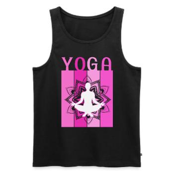 Retro Lotus Flower Meditating Yoga - Männer Premium Bio Tank Top - Schwarz - Vorne - AI Model Male 178 light (178cm)