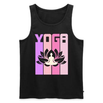 Retro Lotus Flower Meditating Yoga - Männer Premium Bio Tank Top - Schwarz - Vorne - AI Model Male 178 light (178cm)