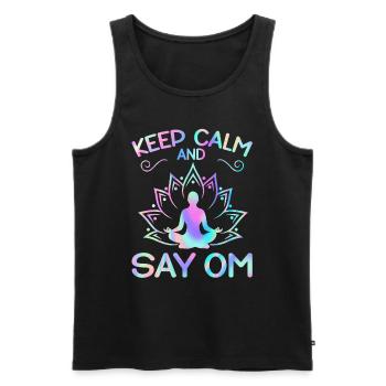 Keep Calm and Say OM Yoga - Männer Premium Bio Tank Top - Schwarz - Vorne - Michal (187cm)