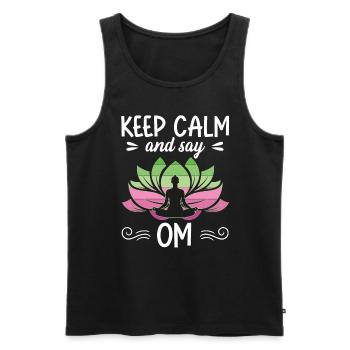 Keep Calm and Say OM Yoga - Männer Premium Bio Tank Top - Schwarz - Vorne - Michal (187cm)