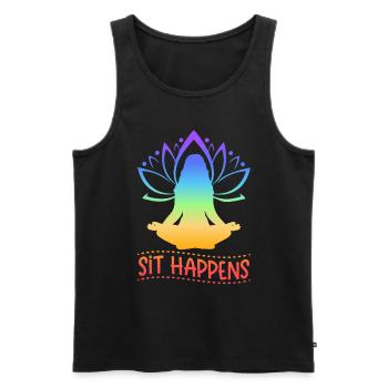 Sit Happens Yoga - Männer Premium Bio Tank Top - Schwarz - Vorne - AI Model Male 178 light (178cm)