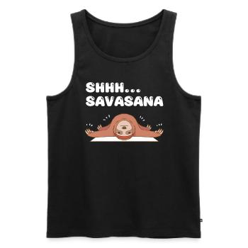 Shhh... Savasana Sloth Yoga - Männer Premium Bio Tank Top - Schwarz - Vorne - AI Model Male 178 light (178cm)