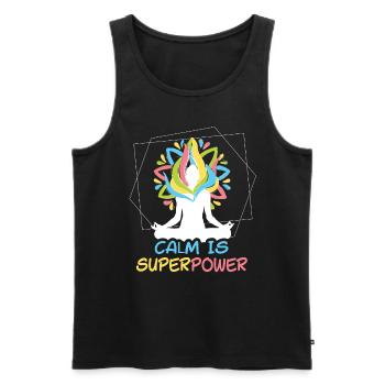 Calm Is Superpower Yoga - Männer Premium Bio Tank Top - Schwarz - Vorne - AI Model Male 178 light (178cm)