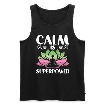 Calm Is Superpower Yoga - Männer Premium Bio Tank Top - Schwarz - Vorne - AI Model Male 178 light (178cm)