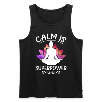 Calm Is Superpower Yoga - Männer Premium Bio Tank Top - Schwarz - Vorne - AI Model Male 178 light (178cm)