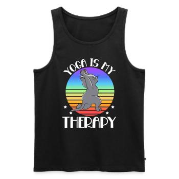 Yoga Is My Therapy Cat Yoga - Männer Premium Bio Tank Top - Schwarz - Vorne - AI Model Male 178 light (178cm)