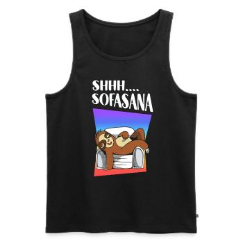 Shhh... Savasana Sloth Yoga - Männer Premium Bio Tank Top - Schwarz - Vorne - AI Model Male 178 light (178cm)