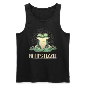 Namastizzle Funny Meditating Frog Yoga - Männer Premium Bio Tank Top - Schwarz - Vorne - AI Model Male 178 light (178cm)