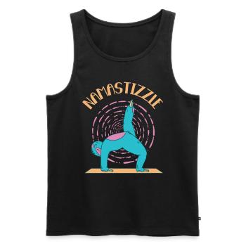 Namastizzle Funny Meditating Sloth Yoga - Männer Premium Bio Tank Top - Schwarz - Vorne - AI Model Male 178 light (178cm)